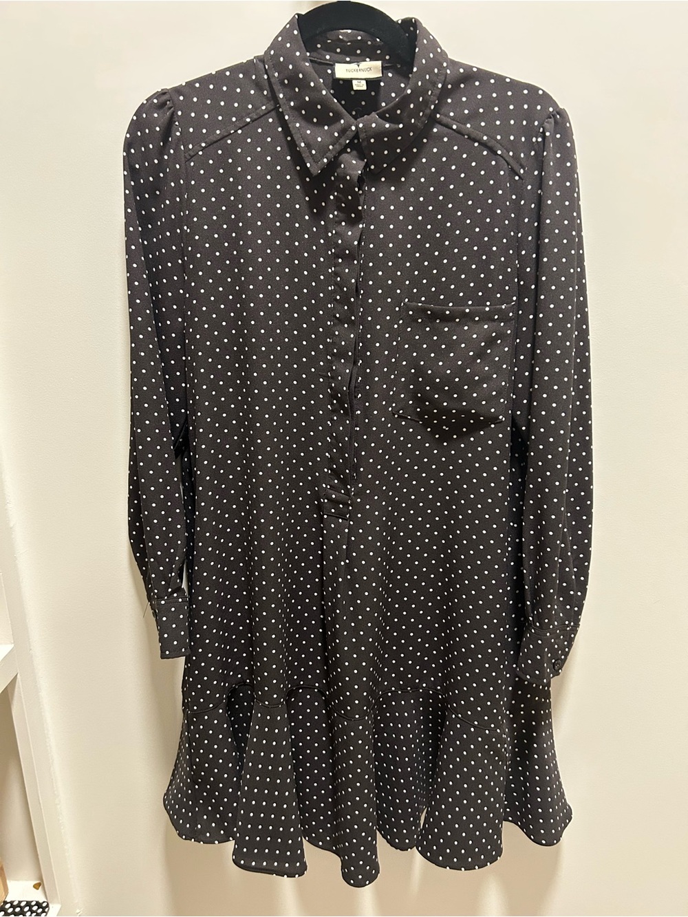 Tuckernuck Brown Dress with White Polka Dots